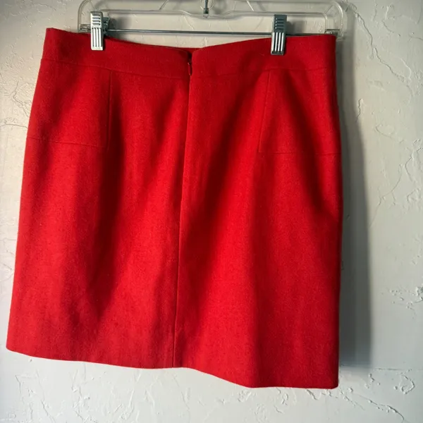 J. Crew Red Wool Blend Pencil Skirt Size 8 Business Casual‎ Office Work Academia - Image 3