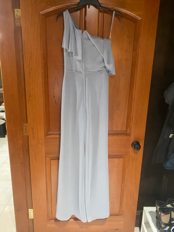 Chiffon One Shoulder Jumpsuit Blue Size 2 - Image 4