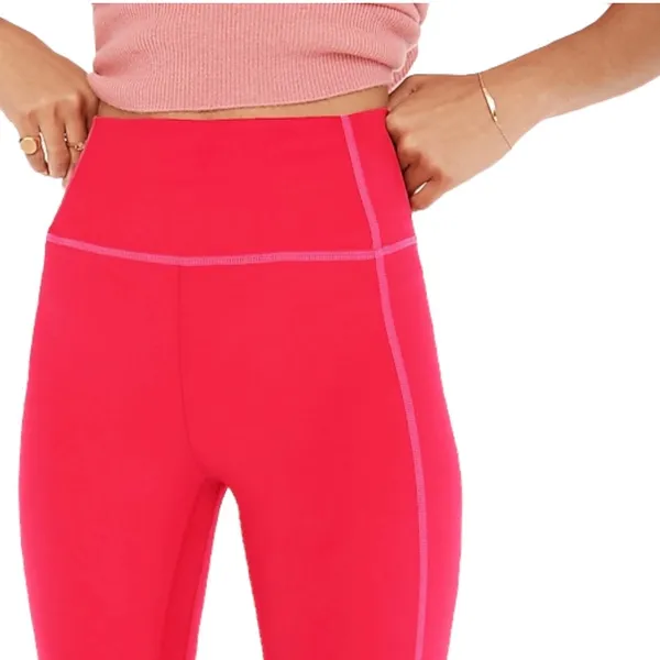 J. Crew High Rise Hot Pink Hibiscus Cloud Stretch Gym Leggings Size Large - Image 2