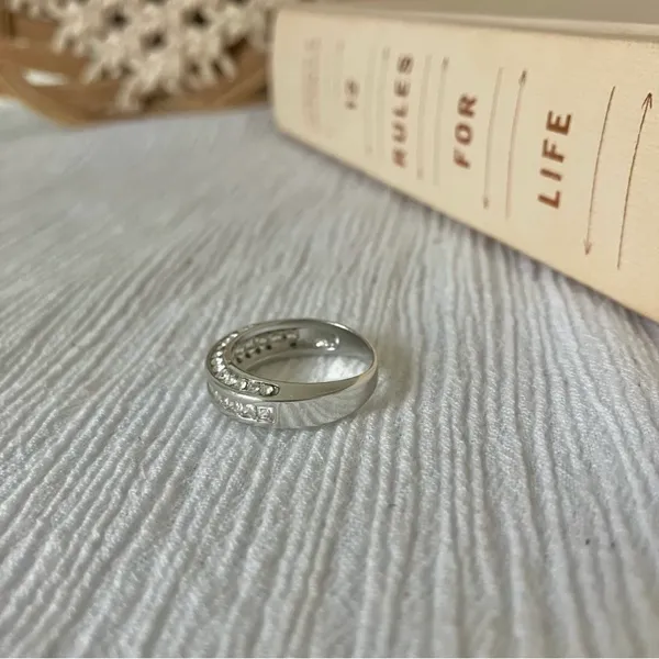 925 Channel Set Pave Silver Diamond Ring Vintage “Liene” Round Band Classic Mens Jewelry - Image 7