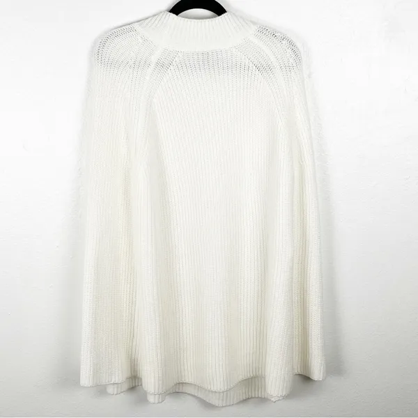 LANE BRYANT White Oversized Arm Openings Knit Poncho Sweater Size 28 Neutral - Image 2