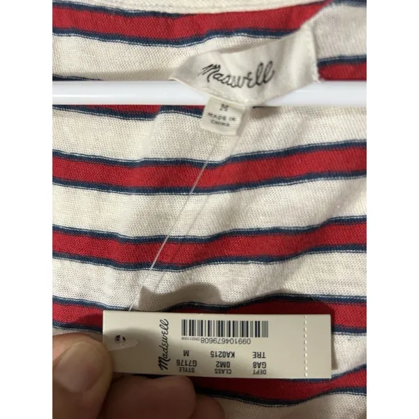 Chic Madewell M Chevron Stripe Swing Tank‎ Linen Blend Top Sleeveless OLDSTOCK - Image 4