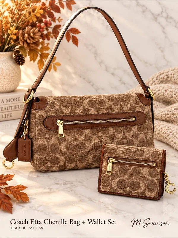 NEW Coach Etta Chenille Shoulder Crossbody Bag + Wallet Set CCV65 CCQ32 - Image 10