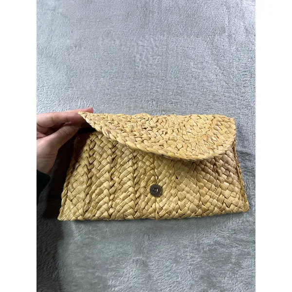 Handmade Straw Clutch Handwoven Purse Boho Coastal Beach Resort Woven Festival Bag - Image 4