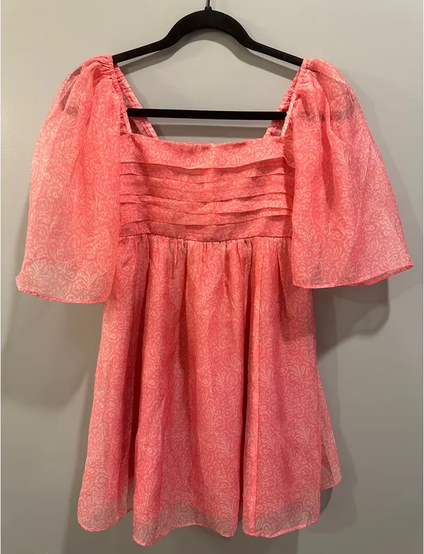 Abercrombie & Fitch Patterned Emerson Angel Sleeve Mini Dress S Tall - Image 3
