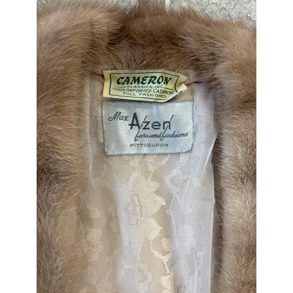 Vintage Cameron Classics Cashmere Cardigan‎ Max Azen Mink Fur Collar Cream/Beige - Image 2