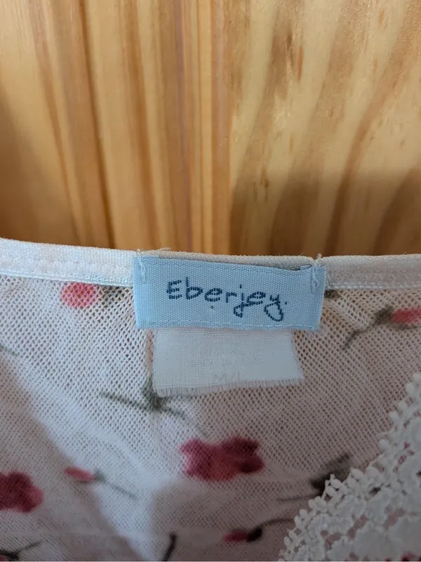 Eberjey Rose Floral Lace Trim Chemise Slip Dress Size M/L - Image 4