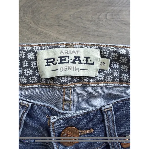 Ariat REAL Denim Mid Rise Straight Leg Jeans Womens 29R Medium Wash Western - Image 4