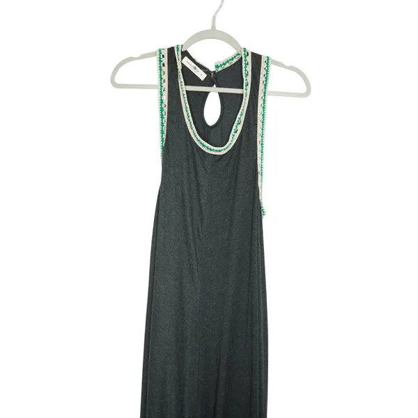 Natural Life Size Large Charcoal Gray Crochet Trim Harem Jumpsuit Lightweight - Image 2