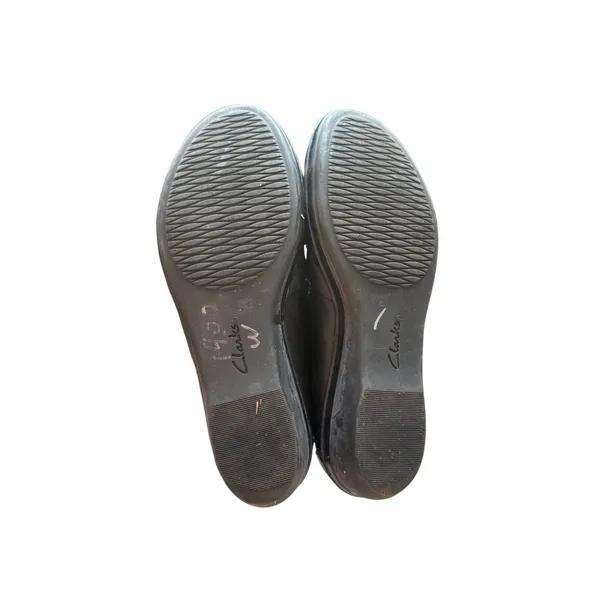 Clarks Cushion Soft Loafers Womens 6 Black Leather Slip On Wedge Comfort Shoes - Image 9