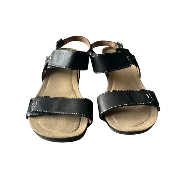 Clark’s black leather comfort sandals size 7M - Image 2