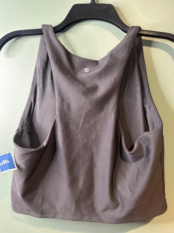 Apana Sport Women’s L Gray Cropped Active Tank Built In Bra NWT Athleisure - Image 3