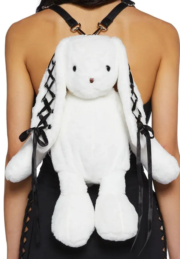 Current Mood Cuddly Bunny Plush Backpack - White - Image 2