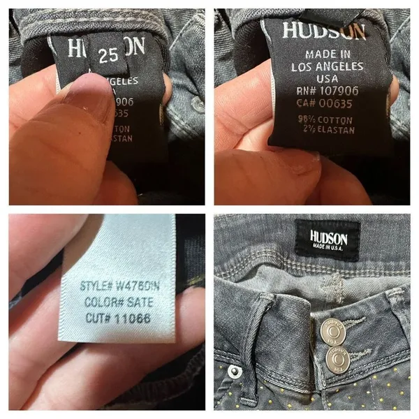 Hudson Jeans Gray Gold Polka Dot Collin Vice Versa Skinny‎ Jeans Sz 25 - Image 6