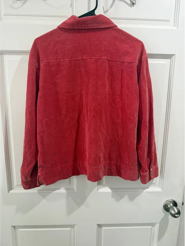 Fresh Produce Red Corduroy Button-Up Jacket Medium - Image 5