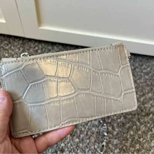 Zara Women’s Gray Croc‎ Like Texture Wallet With Silver Chain - Image 7