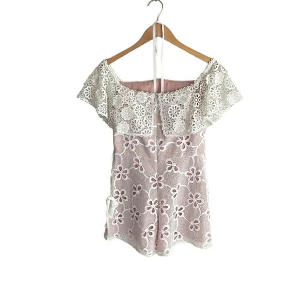 ALEXIS Boriana Off Shoulder Lace Romper White - Image 3