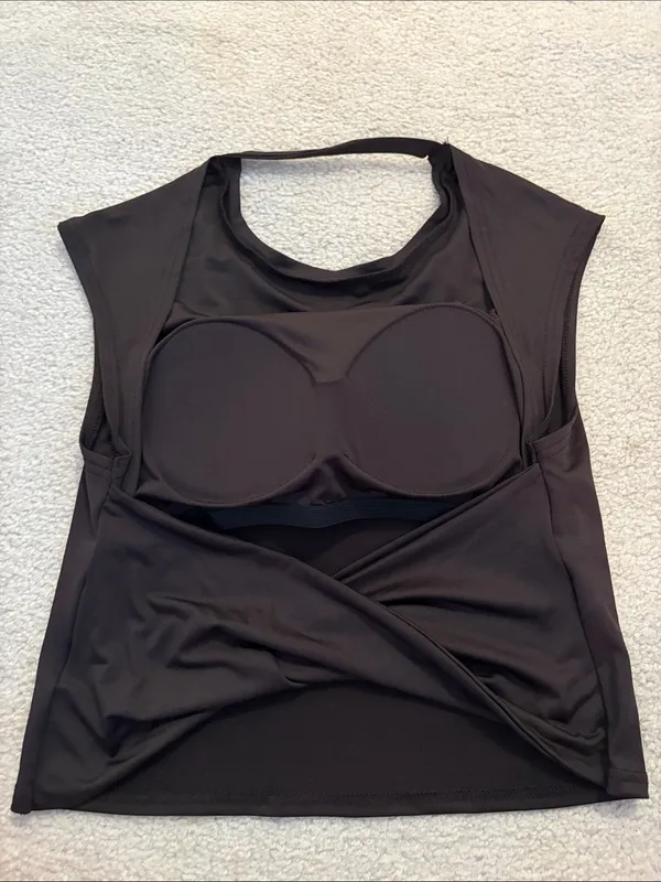 Black Women’s Cap Sleeve Top Brown Size L - Image 2