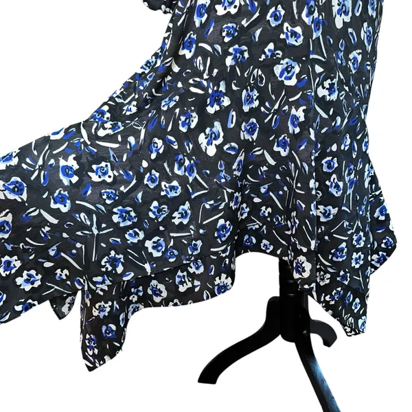 Tory‎ Burch Puff Sleeve Handkerchief Floral Tunic Asymmetric Midi Dress Small - Image 7