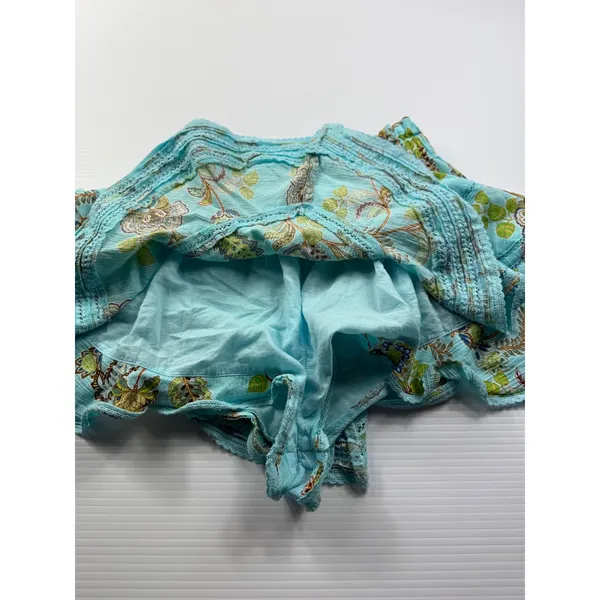 Aerie Turquoise Floral Paisley Ruffle Skort Shorts Smocked Waist‎ XS Boho Summer - Image 5