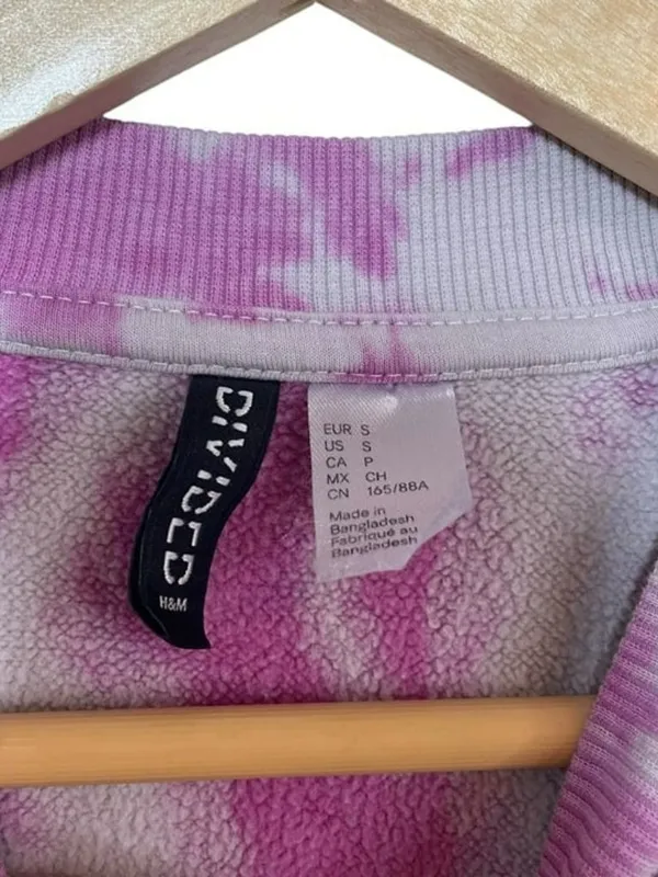 H&M Pink Tie Dye Oversized Sweatshirt Crewneck Lounge Pullover S - Image 2