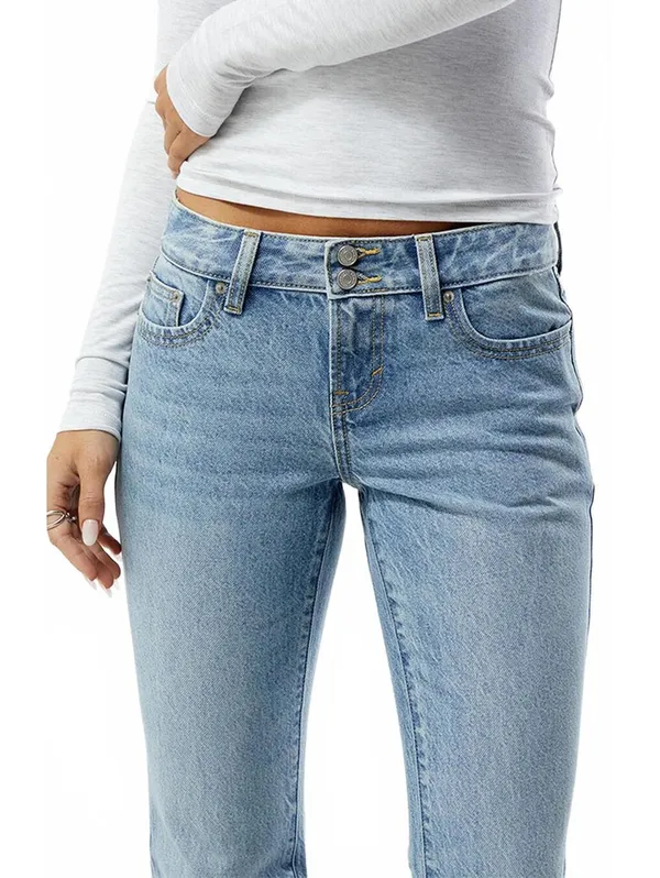 Pacsun Jade Low Rise Bootcut Jeans Double Button Light Blue NWT Atlanta Size 29 - Image 3