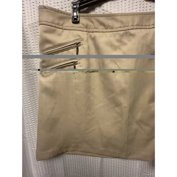 IZOD Women's Golf 2 piece Polo Skort‎ Set Tan White Zip Pockets Comfort Classic - Image 10