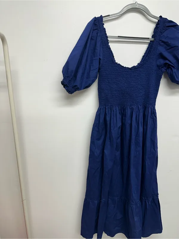 Hill House The Louisa Nap Dress Cobalt Blue Smocked Puff-Sleeve Midi Dress - M - Image 8