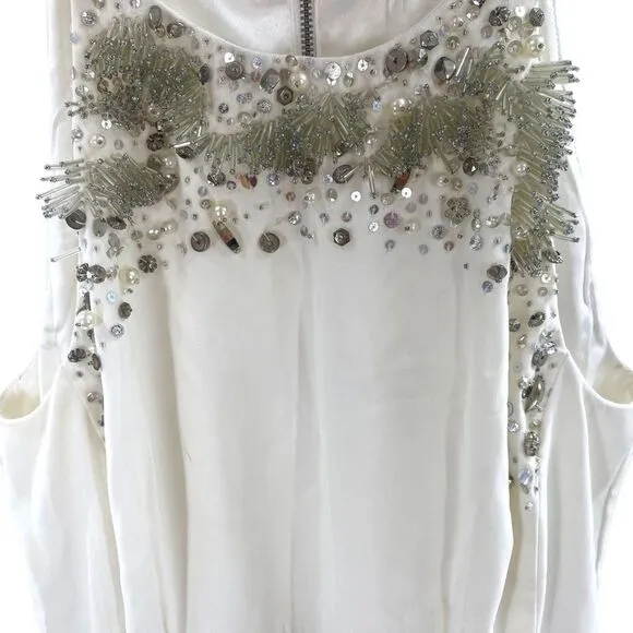 French Connection Size 8 Beaded White Mini Dress‎ Graduation Party Bridal NWT - Image 4