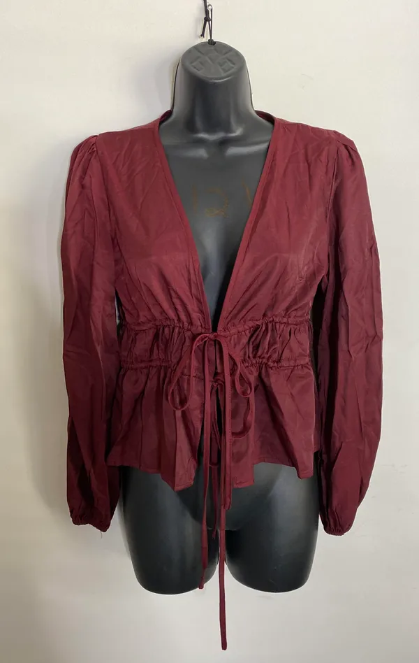 Burgundy Long Sleeve Fashion Top - Image 3