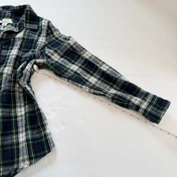 LL Bean Scotch Plaid Flannel Cotton Button Up Shirt Slightly Fitted SMALL PETITE - Image 7