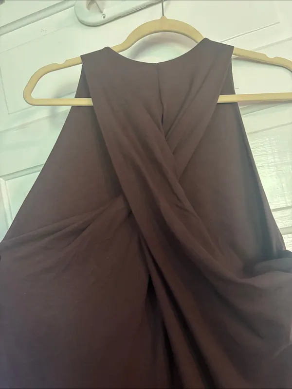 Zara Woman High Neck Brown Sleeveless Maxi Dress - Image 3