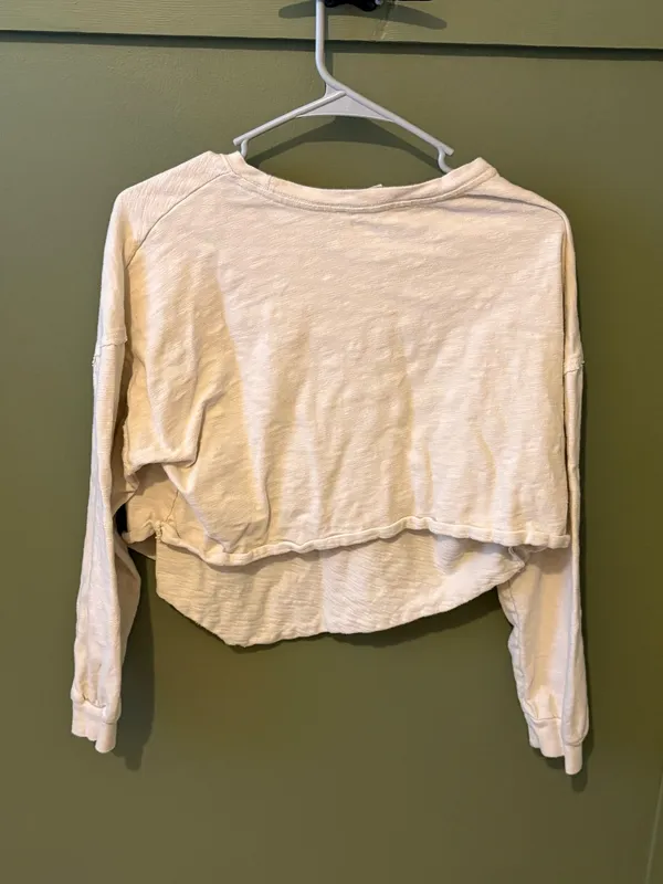 Free People Beach Cream Cropped Long Sleeve Tee - Image 3