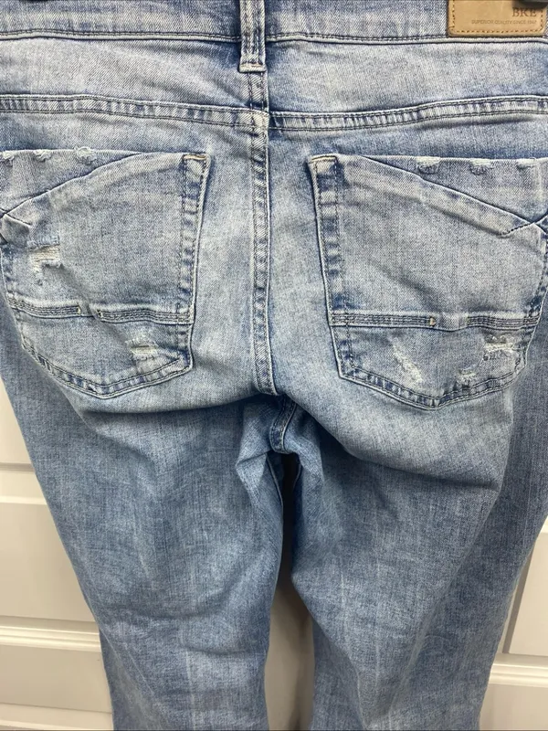 BKE Payton Universal Fit Flare Jeans 31x33.5 Mid Rise Distressed Light Women’s - Image 5