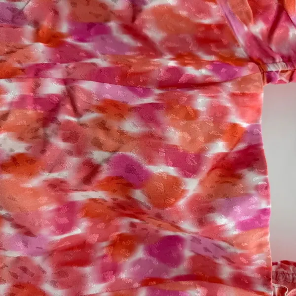 Amanda Uprichard‎ Mini Dress Women’s Size Small Pink Orange Long Sleeve Ruffle - Image 5