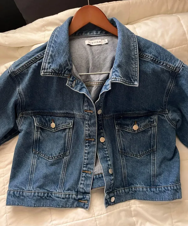 JustFab Blue Denim Jacket cropped style fit and oversized western vintage style jean jacket - Image 6