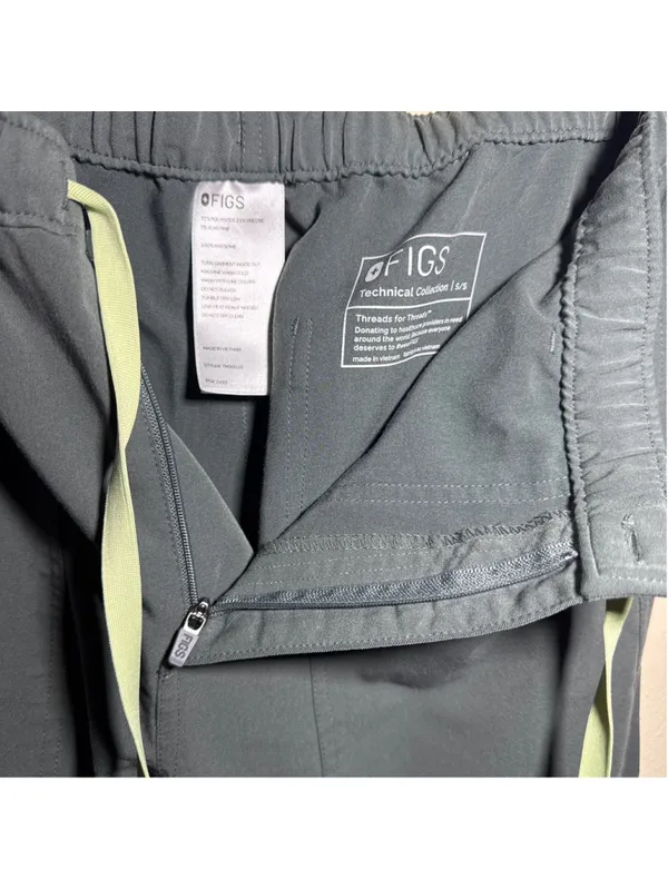 FIGS Scrub Set Size Top XS Grey with Light Green Drawstring BOTTOM Sz small - Image 6