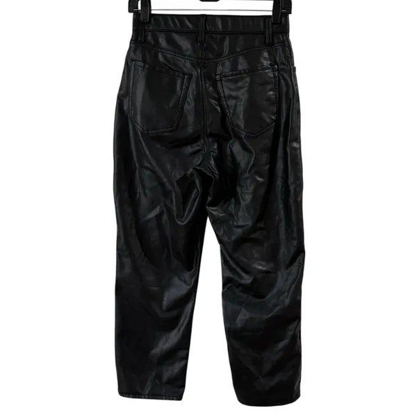 Abercrombie The Ankle Straight Ultra High Rise Vegan Leather Pants Womens 27 4s‎ - Image 2