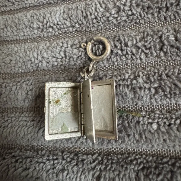 Source Unknown VTG Sterling Silver Flower Book Picture Locket Moveable Charm Pendant 2 Frames - Image 5