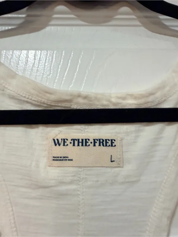 NWOT Free People We The Free Size L Cream Crochet Trim Racerback Layer Tank Top - Image 4