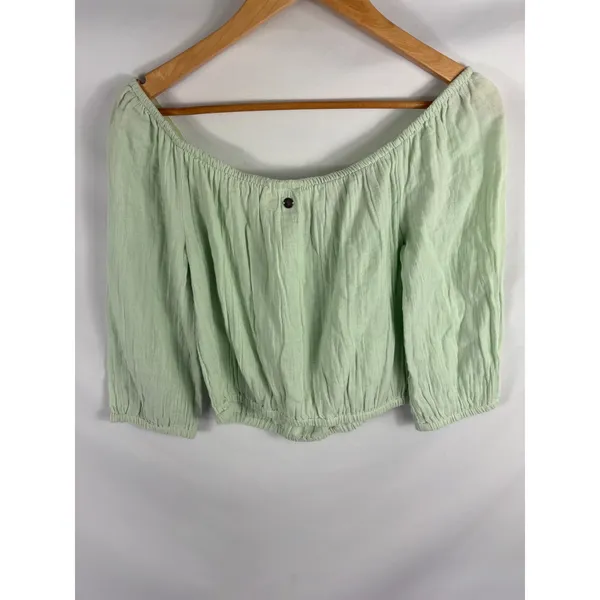 NWT Roxy Mint Green Off Shoulder Crop Top Size Medium - Image 7