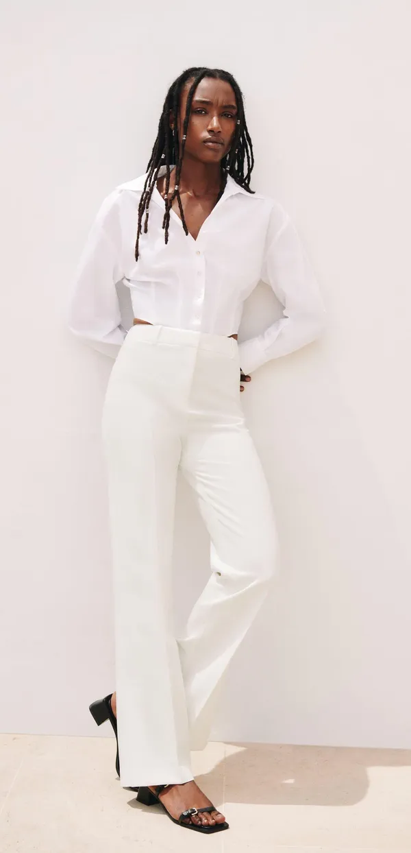 ZARA nwt white straight leg vented pants - Image 2