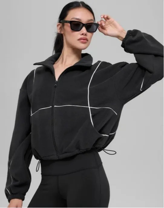 Alo Yoga Polar Fleece Game Time Full Zip Jacket Black Athletic small - Image 12