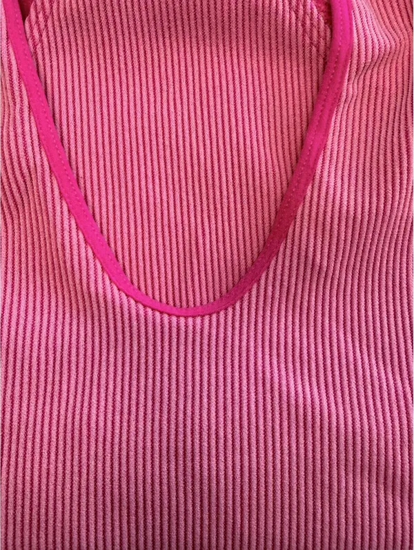 Wild Fable Pink Halter Neck Bodysuit XS Ribbed Sleeveless Backless Boho Y2K - Image 4