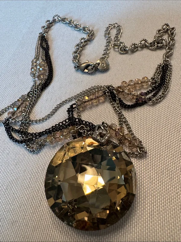 LOFT Multi-Strand Necklace with -Gold Faceted Pendant - Image 2