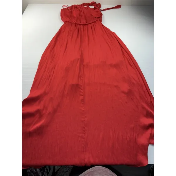 White House Black Market ‎ Paradise Red Hi-Low Blouson Halter Dress Sz: 0 - Image 9