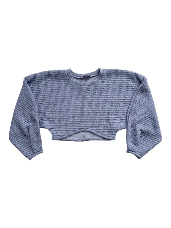 Zara Quilted Cropped Sweatshirt Size Medium - Image 3