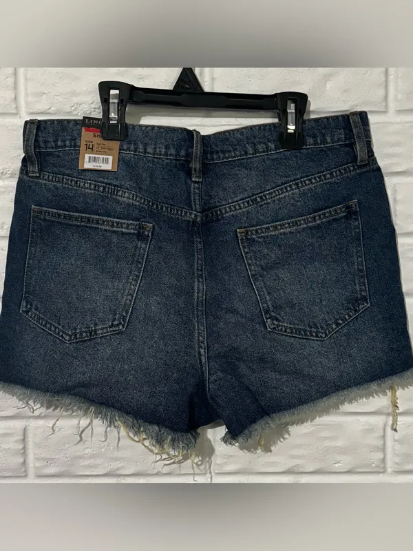 Lincoln Outfitters High Rise Jean Shorts Women’s 14 Medium Wash Denim 2.5” - Image 2