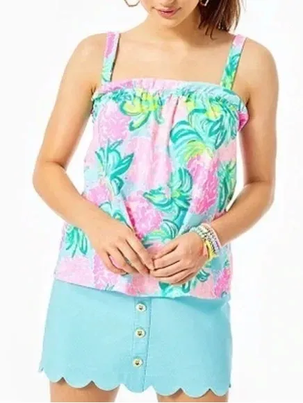 Lilly Pulitzer Jia Tank Blue Ibiza Pineapple Shake size small - Image 10