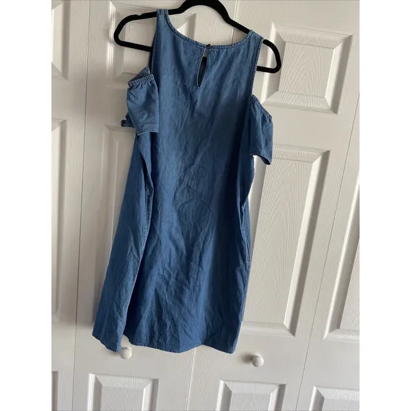 Joe's Jeans Collection Cold Shoulder Denim Shift Dress Womens Size S Blue Cotton - Image 5